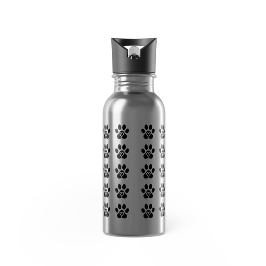 Paw Print Stainless Steel Water Bottle with Straw, 20oz