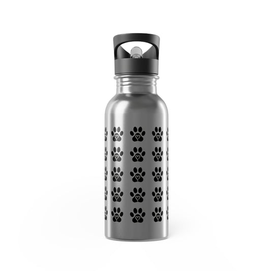Paw Print Stainless Steel Water Bottle with Straw, 20oz